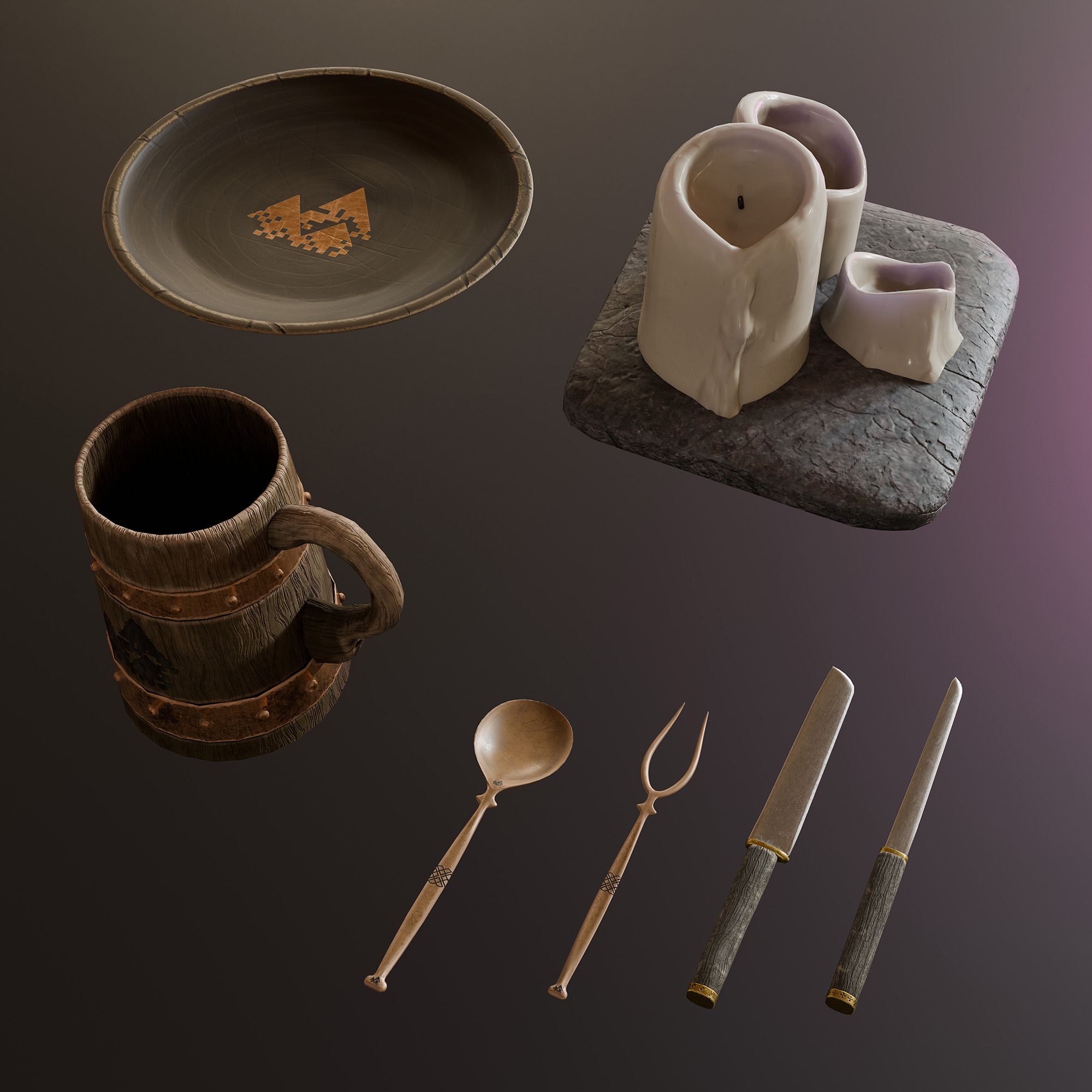 Medieval Fantasy Table Utensils Props Pack